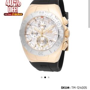 Technomarine Gold and Silver Watch with Blue and White Straps